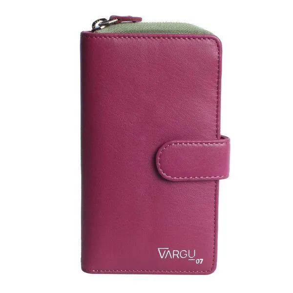 Vargu Vargu Echtleder Geldbörse SABA 1-A, Cranberry-sage green, – Produktbild 2 von 4