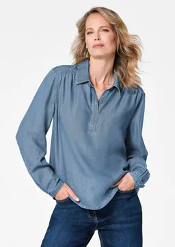 Goldner Bluse Denim in Tencel-Qualität - blau - Gr. 42 von Goldner Fashion – Produktbild 1 von 1