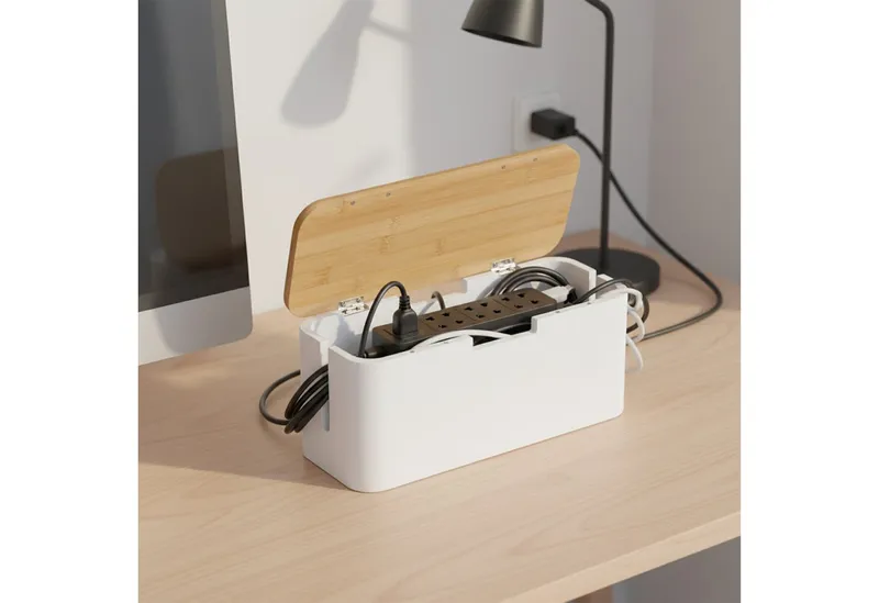 RELAXDAYS RELAXDAYS Kabelbox aus Bambus, (7-tlg), Braun|weiß, – Produktbild 3 von 6