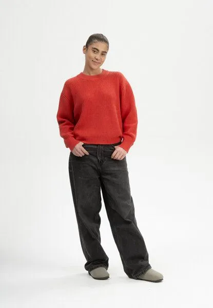 MELA MELA Rippstrick Pullover ADAH aus 100% Bio-Baumwolle, Red apple melange, – Produktbild 4 von 4
