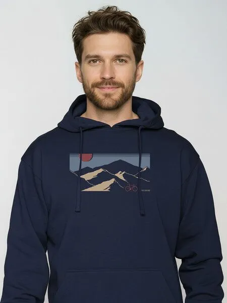 GreenBomb GREENBOMB Mountain Tour Joy - Gemütlicher Hoodie aus Bio-Baumwolle / hochwertiger Print / GOTS / Fair & Vegan, Blau (marineblau), – Produktbild 2 von 4