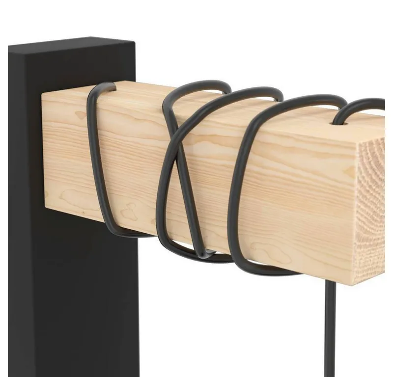 EGLO EGLO Wandleuchte TOWNSHEND 5 Wandlampe, Stahl und Holz, E27, IP20, Wohnzimmerlampe, ohne Leuchtmittel, Wand-/Deckenleuchte, Wohnzimmer, L14 x H27,5 cm, Braun|schwarz, – Produktbild 5 von 8