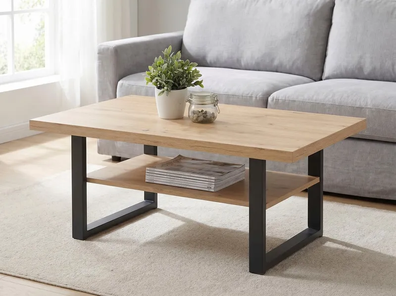 HELA Couchtisch ANTON, mit Ablagefläche, Braun|schwarz, – Produktbild 7 von 8
