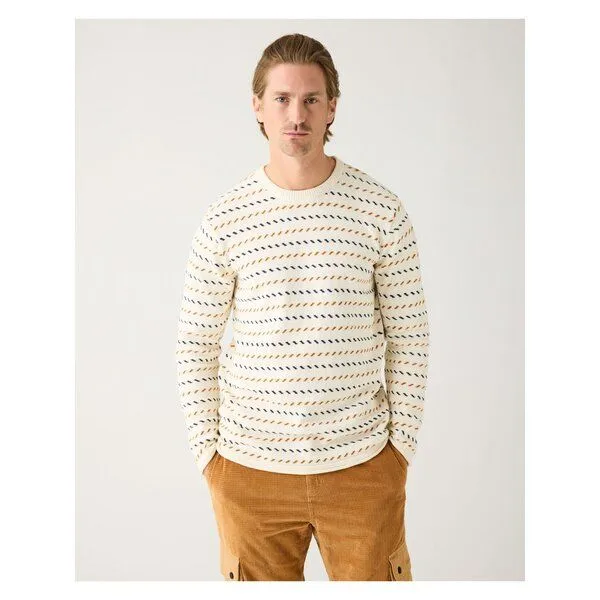 KnowledgeCotton Apparel KnowledgeCotton Apparel Jacquard Pullover aus Bio-Baumwolle RWS/Vegan, Weiß (egret), – Produktbild 1 von 2