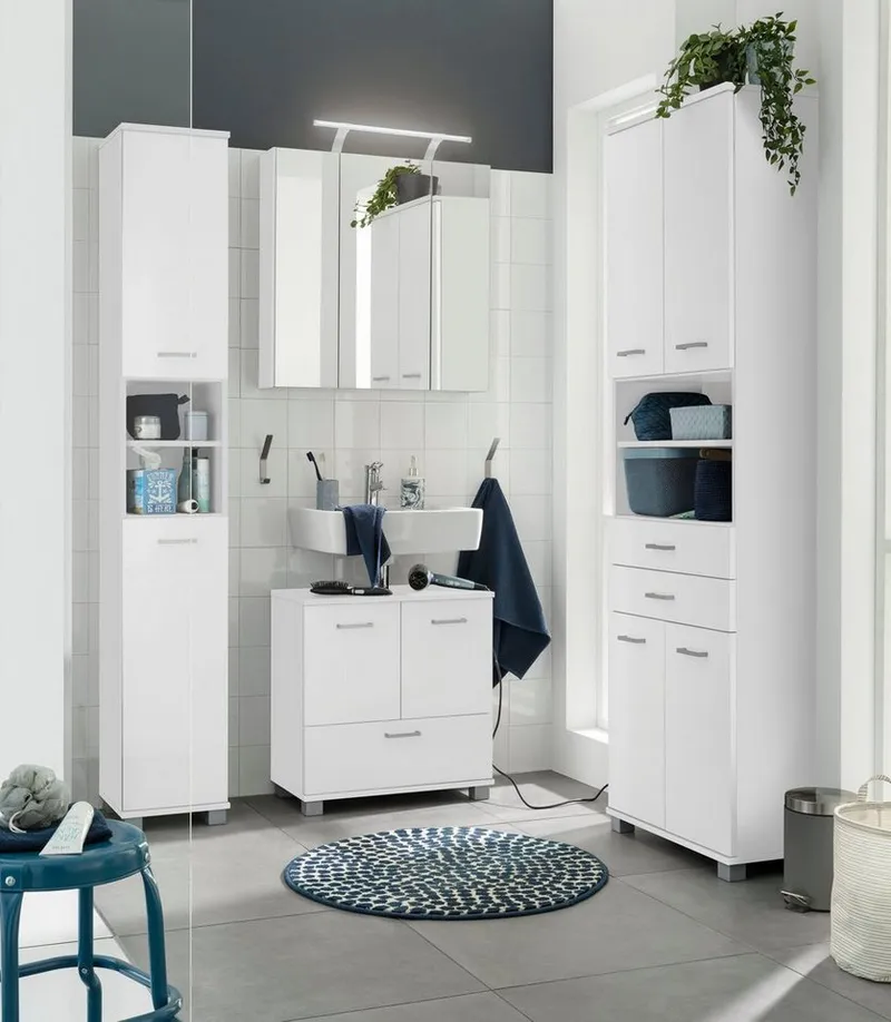 Schildmeyer Waschbeckenunterschrank Breite 60 cm, Badschrank Badezimmerschrank WBU Unterschrank, Weiß, – Produktbild 4 von 5