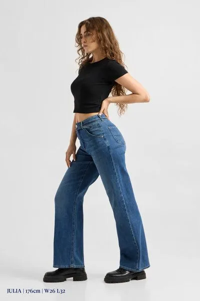 DAWN Damen Jeans BLINK High Waist Wide DAWN Bio-Baumwolle, Vintage blue, – Produktbild 3 von 4