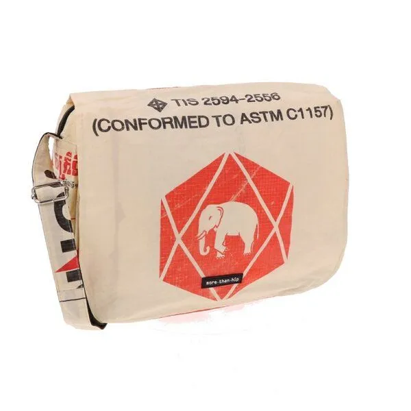 MoreThanHip MoreThanHip Handtasche aus recycelten Zement- oder Tierfuttersäcken Qinisa, Rot - elefant, – Produktbild 2 von 5