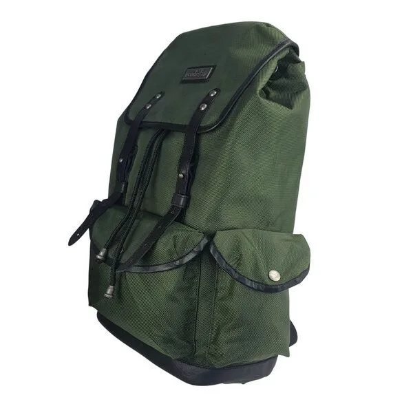 manbefair manbefair Rucksack Vienna aus recyceltem Nylon Gewebe und Rinds-Leder, Grün, – Produktbild 3 von 3