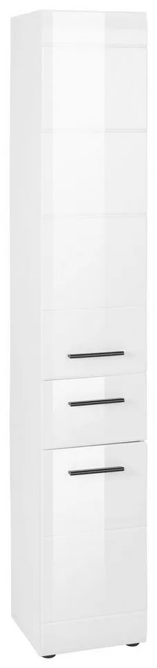welltime Hochschrank Sovana Badschrank mit einer Schublade und 5 Fächern - (B/T/H) 30/31/182 cm, Weiß, – Produktbild 2 von 3