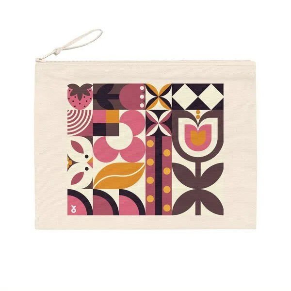 PepMelon Frühling Bauhaus Federtasche kleine Tasche Recycelte Baumwolle und Polyester, Weiss, – Produktbild 3 von 4