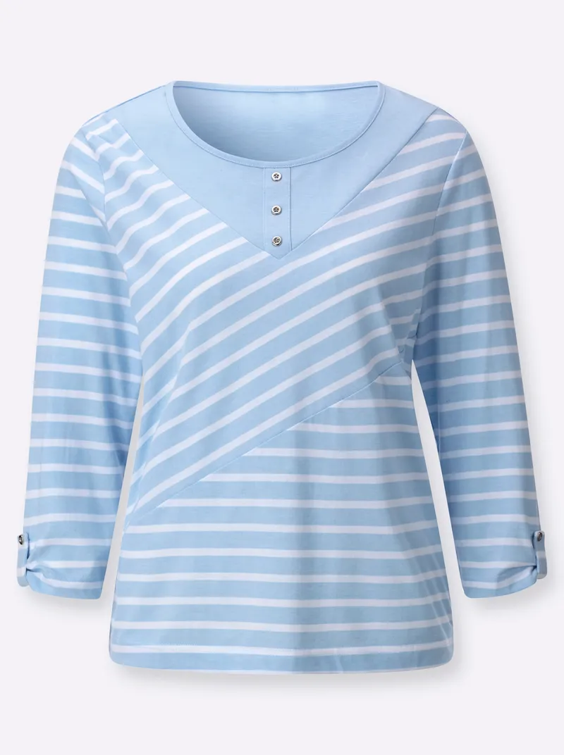 Witt Ringelshirt hellblau-ecru-gemustert, Hellblau-ecru-gemustert, – Produktbild 2 von 2