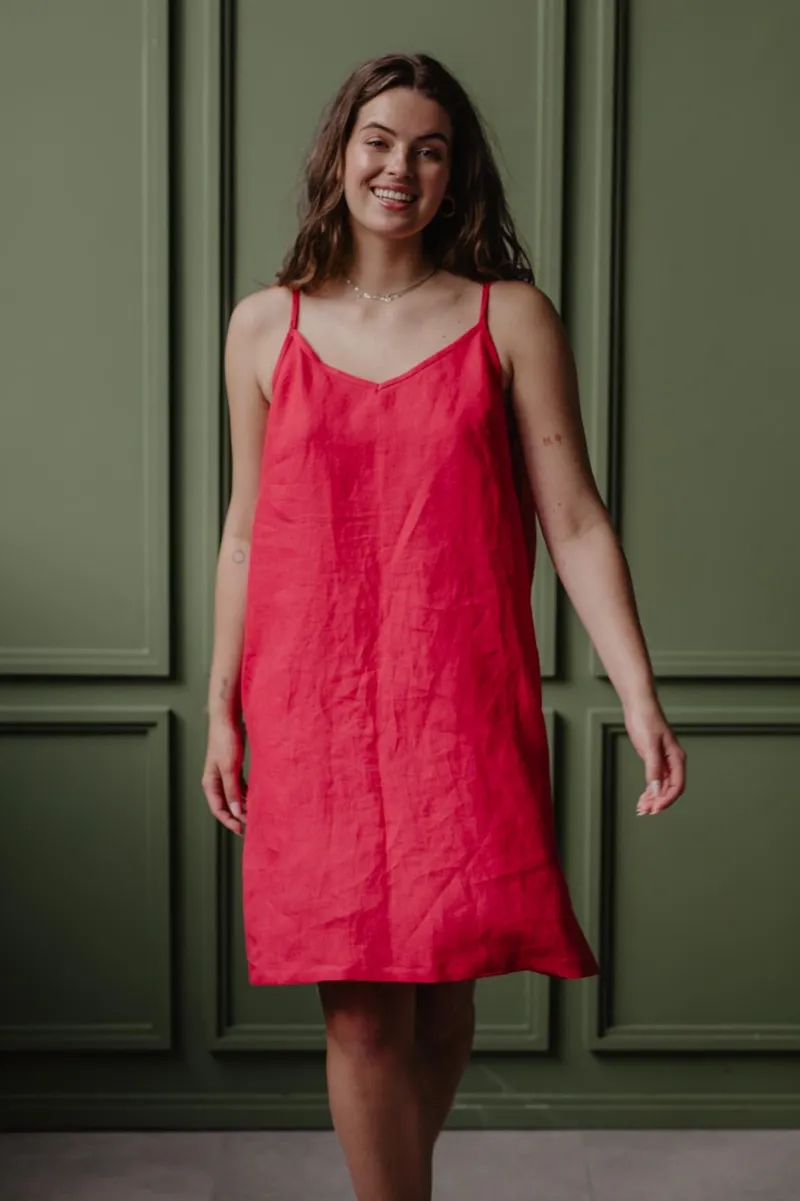 AmourLinen AmourLinen Damen vegan Slip Dress Zoe Viva Magenta, Dunkelpink, – Produktbild 2 von 2