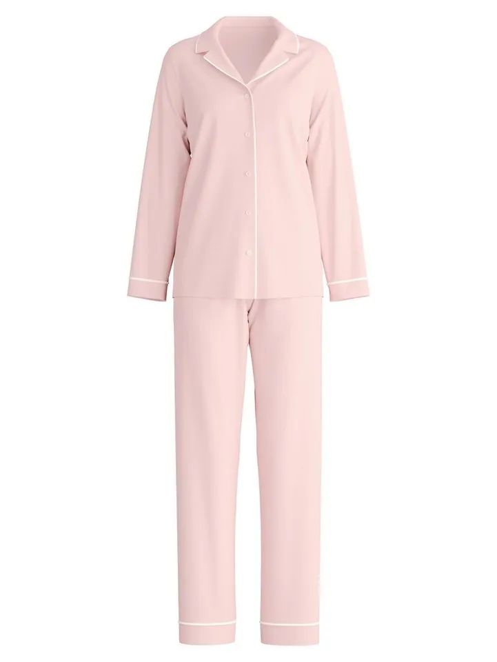 CALIDA CALIDA Schlafanzug Night Lovers (2 tlg) Knopfleiste, Pure Cotton, Interlock-Qualität, Langarm, Rosa, – Produktbild 2 von 5