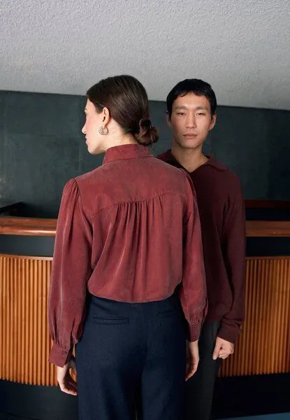 Givn Berlin Givn Berlin Bluse GBKASIA aus Cupro (Bemberg) mit Puffärmeln, Rot, – Produktbild 4 von 4