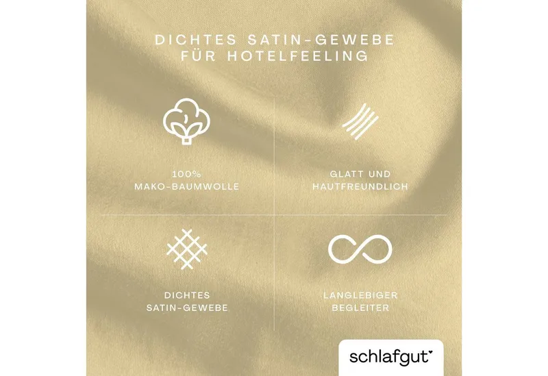 Schlafgut Schlafgut Kissenbezug Premium Kissenhülle Woven Satin, 100% Baumwolle, (1 Stück), Ton-in-Ton Reißverschluss, Fadendichte von 300tc, Uni, OEKO Tex, Gelb, – Produktbild 3 von 5