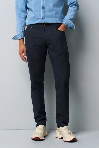 M 5 BY MEYER M 5 BY MEYER Baumwolle-Tencel Microstruktur Five Pocket, Blau (marine), – Produktbild 3 von 5