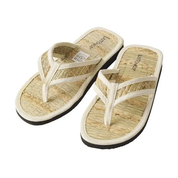 Les Tôngs Les Tôngs Flip Flops OCEAN-V Zimtlatschen aus Seegras vegane Zimtsohle, Weiß, – Produktbild 2 von 4