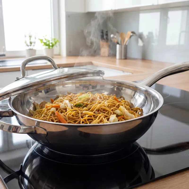 Chefkoch trifft Fackelmann Chefkoch trifft Fackelmann Wokpfanne mit Deckel Rosenheim, Ø28cm – Produktbild 2 von 2