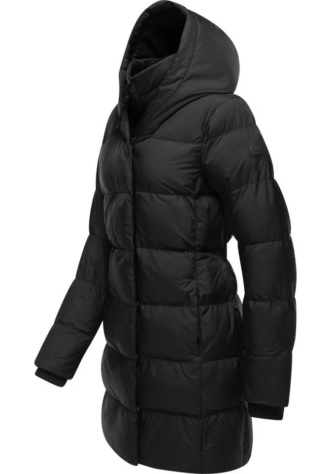 ragwear ragwear Kurzmantel Niara stylischer, gesteppter Wintermantel mit gefütterter Kapuze, Schwarz, – Produktbild 3 von 5