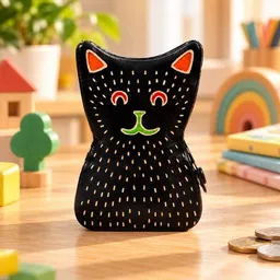 Janselo Katze Kinder-Spardose aus Shanti-Leder in Schwarz – Produktbild 1 von 1