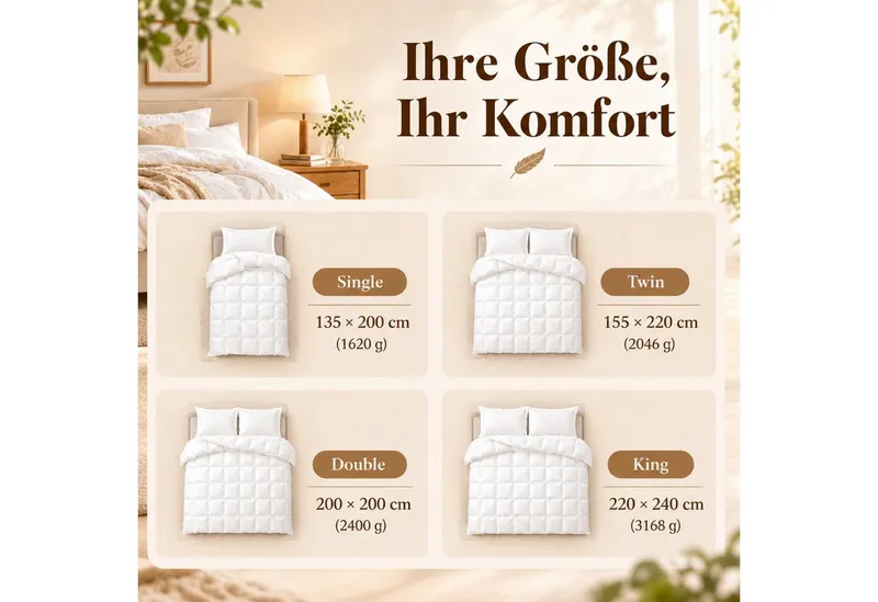 Sophia & William Federbettdecke Dicke Bettdecken für Winter, Warm Winterdecke, Füllung: 20%Daunen, 80% Federn, Bezug: 100% Baumwolle, Bettdecken 135x200 cm, 155x220 cm, 200x200 cm, 220x240 cm – Produktbild 2 von 5