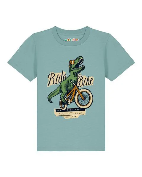 watabout.kids watabout.kids T-Shirt Kinder T-Rex Fahrrad, Teal monstera, – Produktbild 1 von 2