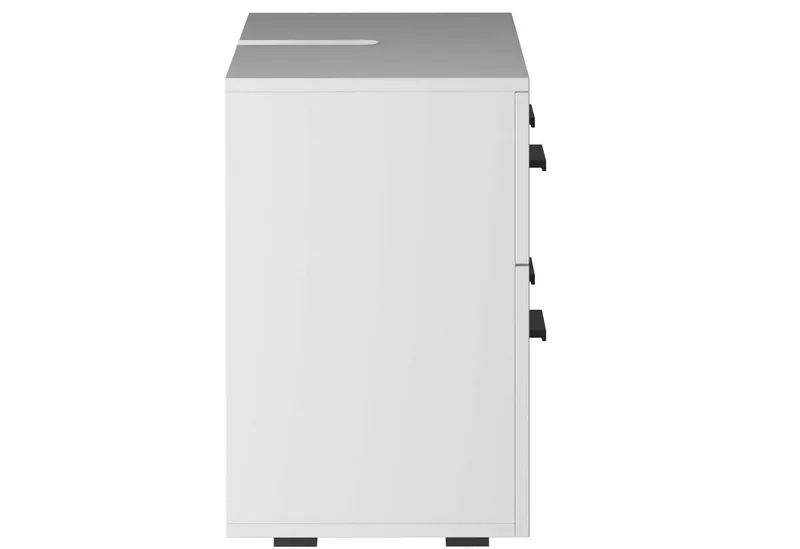 welltime Waschbeckenunterschrank Skara mit Klappe und Schubkasten, schwarze Griffe, Breite 80 cm, Höhe 55 cm, Weiß, – Produktbild 5 von 5