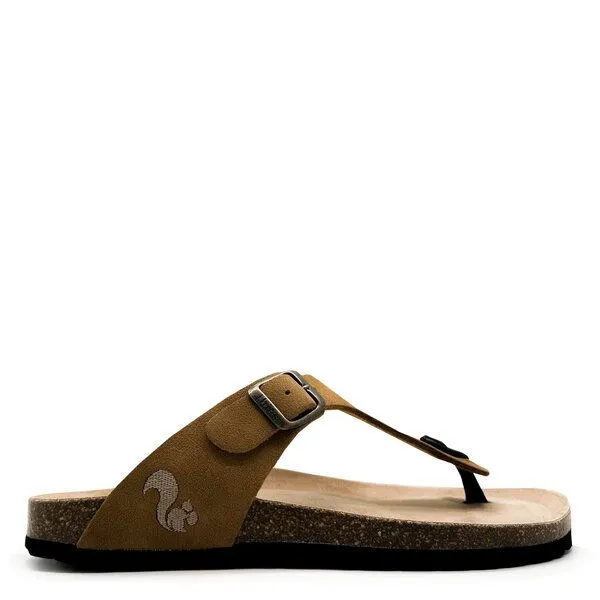 thies Vegane thies ® Eco Bio Thong Sandale aus rec. PET mit Kork-Tieffussbett, Cognac, – Produktbild 1 von 4