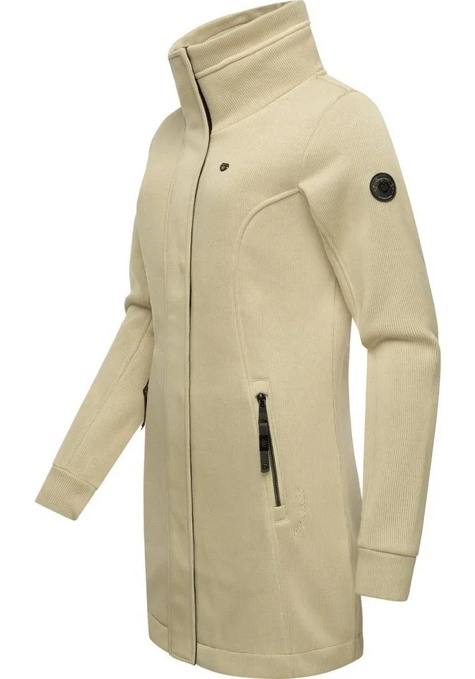 ragwear ragwear Sweatjacke Letrice Bonded Elegante Zip-Jacke mit hohem Kragen in Feinstrickoptik, Braun, – Produktbild 2 von 5