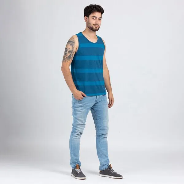 Lexi&Bö Lexi&Bö Melange Stripes Tank Top Herren, Blau melange (blau), – Produktbild 3 von 4