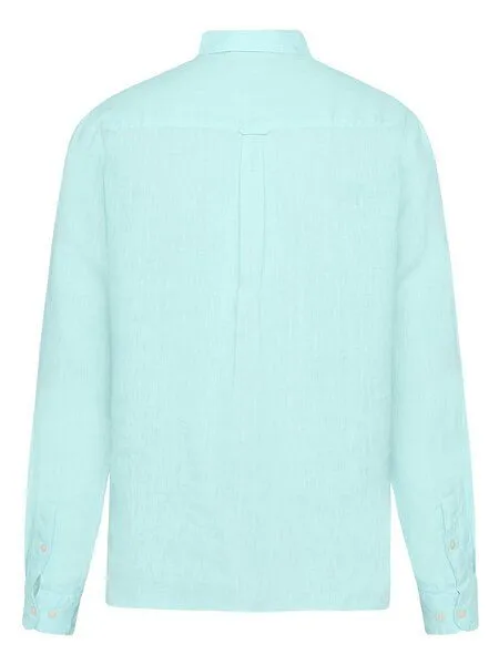 KnowledgeCotton Apparel KnowledgeCotton Apparel Regular Hemd aus Bio-Leinen - GOTS/Vegan, Hellblau (aqua-esque), – Produktbild 3 von 4
