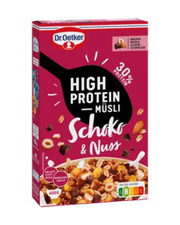 dr. oetker Dr. Oetker High Protein Müsli Schoko & Nuss, 30 % Protein, 400g – Produktbild 1 von 1