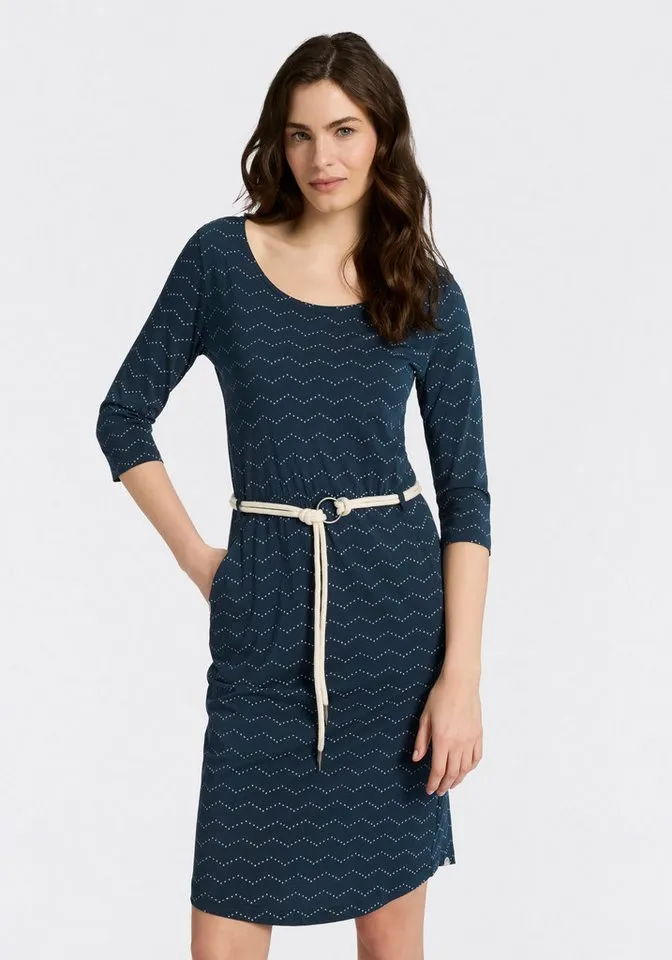ragwear ragwear Jerseykleid LILITHA ZIG ZAG O mit Taillen-Bindegürtel, Grün, – Produktbild 1 von 5