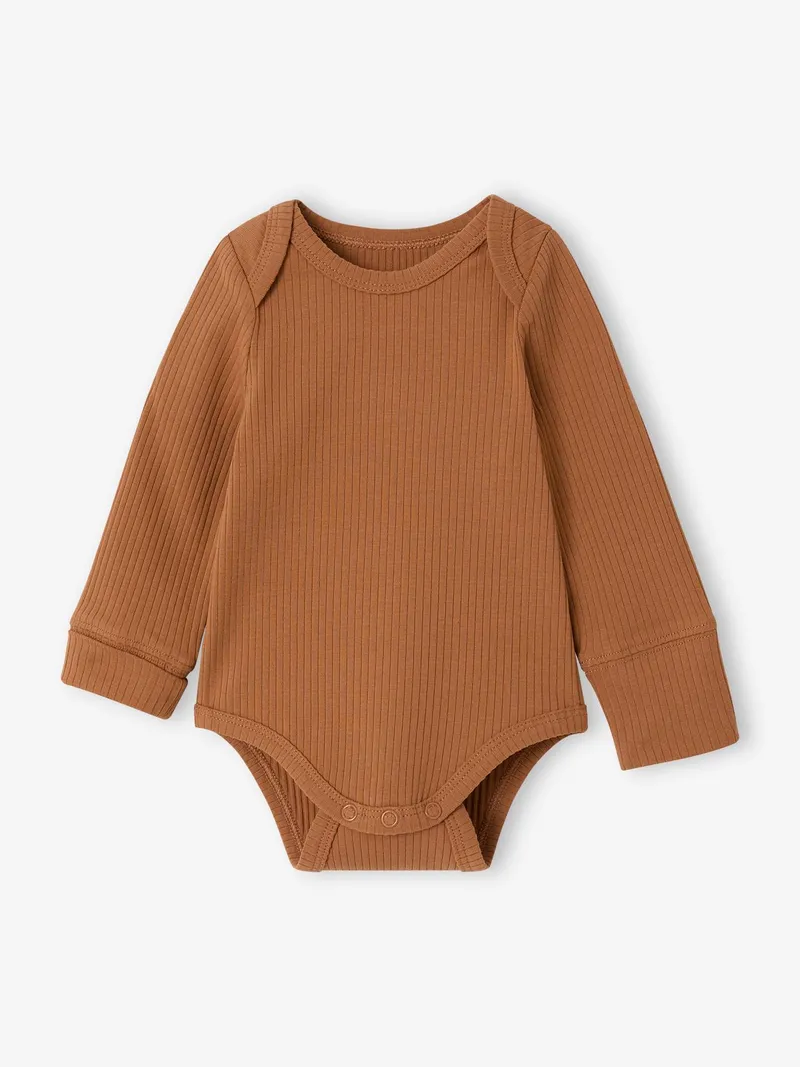 Vertbaudet Vertbaudet 3er-Pack Baby Schlupfbodys mit langen Ärmeln mitwachsend, Karamell, – Produktbild 4 von 4