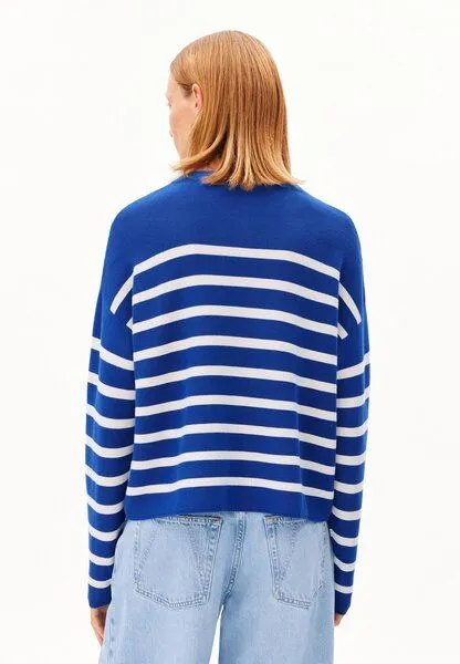 ARMEDANGELS ARMEDANGELS MERINAA STRIPES Damen Strickpullover aus Bio-Baumwolle, Dynamo blue-oatmilk, – Produktbild 2 von 4