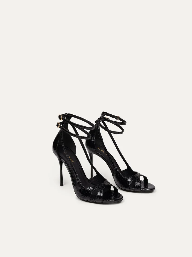 BIKKOU BIKKOU Damen vegan Sandalen Tanzen Im Club Schwarzes Python, Schwarz, – Produktbild 1 von 2