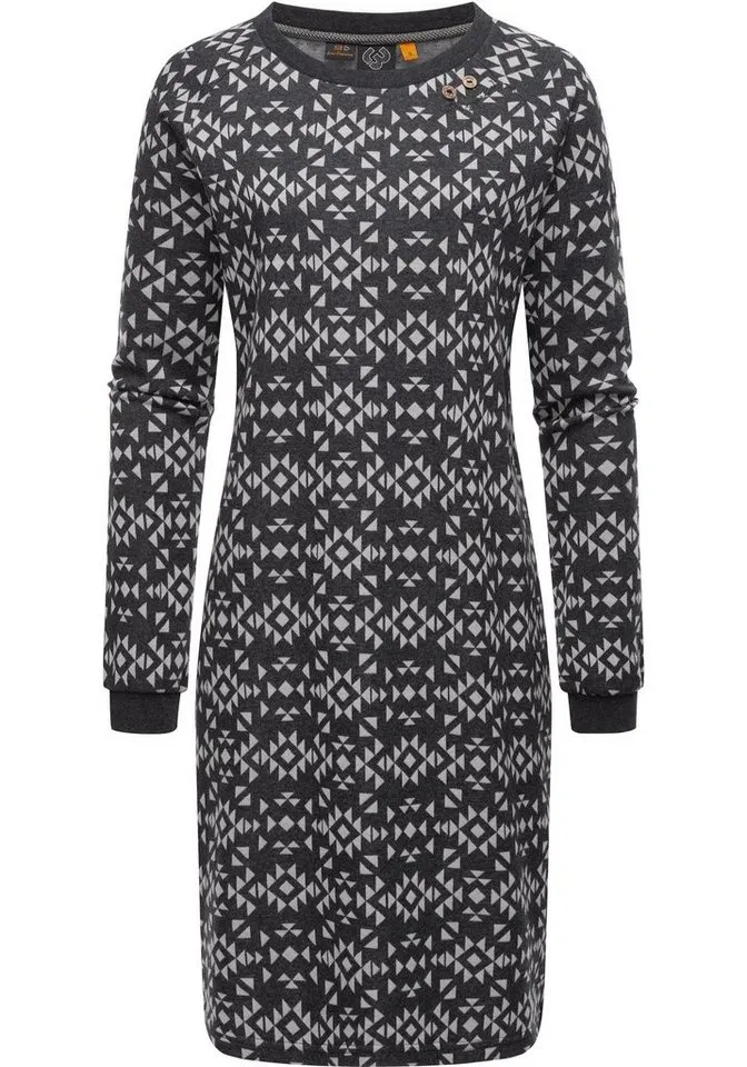 ragwear ragwear Sweatkleid Dassa Aztec stylisches Langarmkleid für den Winter, Grau, – Produktbild 2 von 2