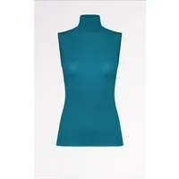 CASAGiN CASAGiN Ärmelloser Rollkragenpullover aus TENCEL und Kaschmir, Blaugrün, – Produktbild 1 von 1