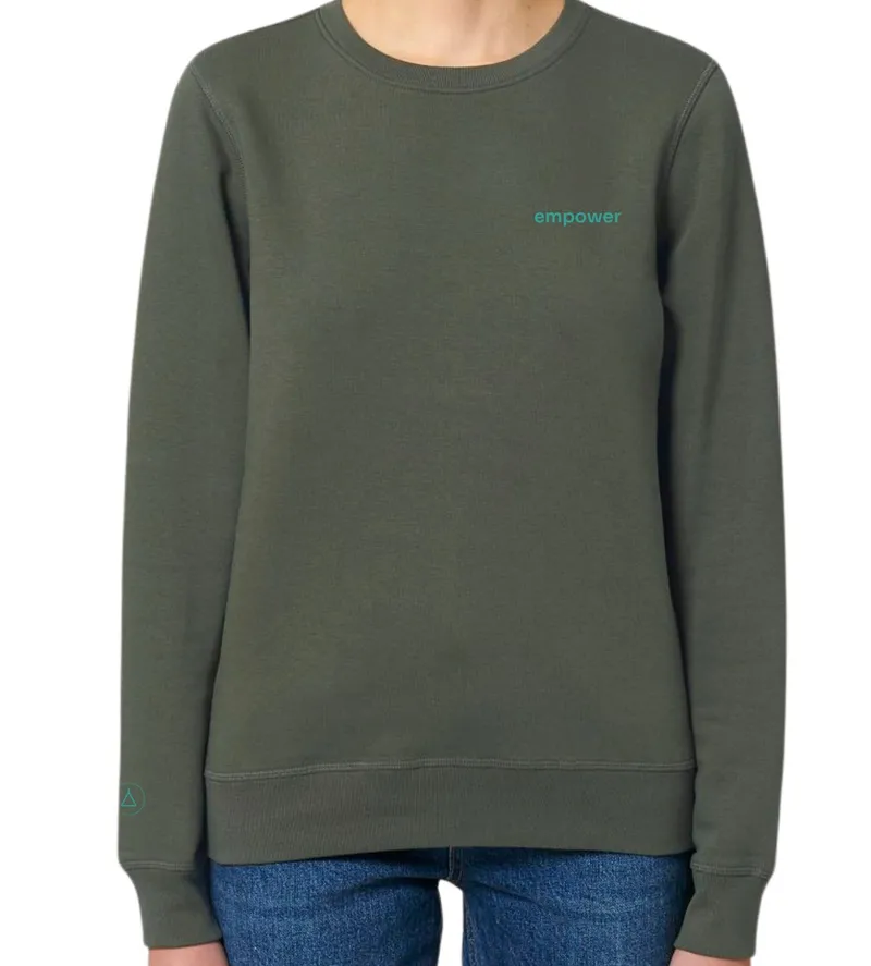 Inaska Inaska Damen vegan Pullover Unisex Statement Empower Khaki Türkis, Blau, – Produktbild 2 von 2