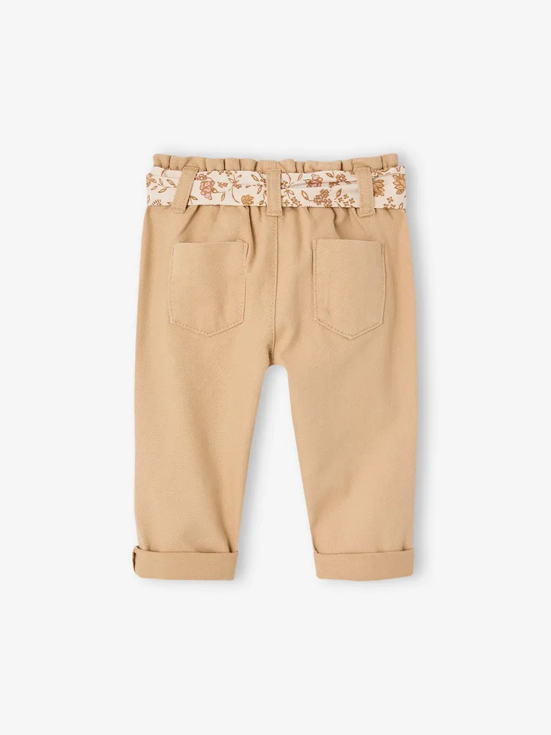 Vertbaudet Vertbaudet Baby Paperbag-Hose mit Gürtel cappuccino, Cappuccino, – Produktbild 3 von 4