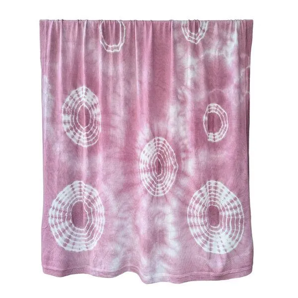 Wooliie Wooliie Handgefertigte Decke aus 100 % Merinowolle – pflanzlich gefärbt, Rose shibori (rosa), – Produktbild 1 von 3