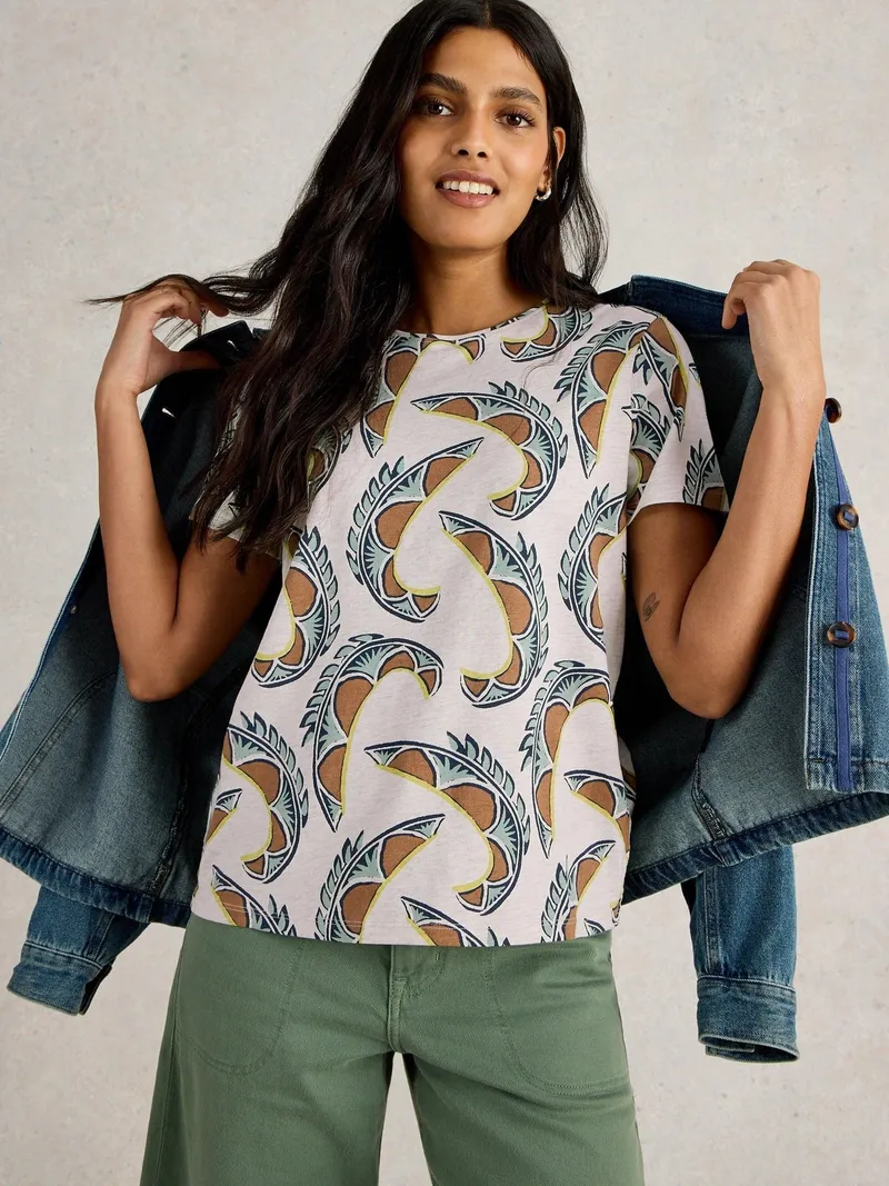 White Stuff T-Shirt Abbie - 42, Natur print, – Produktbild 1 von 4