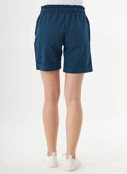 ORGANICATION ORGANICATION Paperbag-Shorts aus Leinengemisch, Navy, – Produktbild 4 von 4