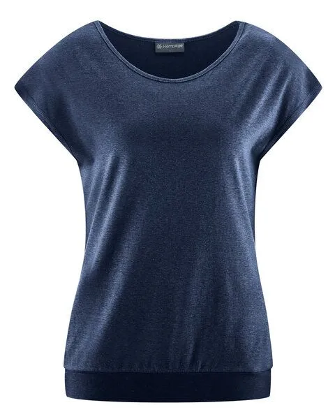 HempAge HempAge Damen Yoga T-Shirt Hanf/Bio-Baumwolle, Navy(blau), – Produktbild 6 von 7