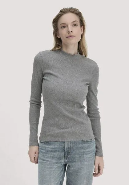 hessnatur hessnatur Rib Longsleeve Slim aus Bio-Baumwolle, Grau, – Produktbild 1 von 4