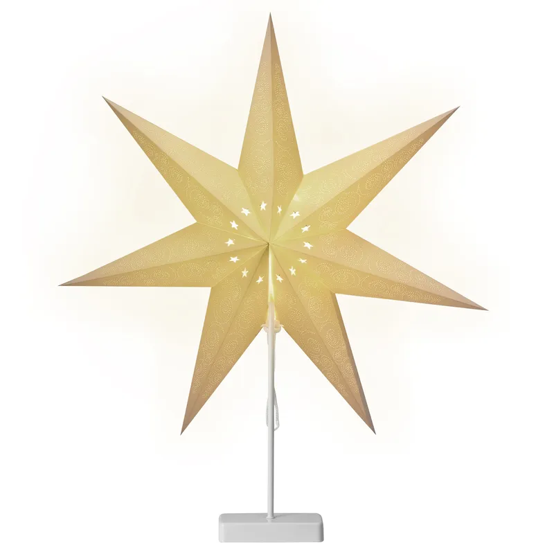 Casaria® Papierstern LED Weiß Ornament inkl Ständer, Weiß, – Produktbild 1 von 2