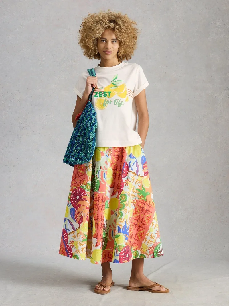 White Stuff Grafik-T-Shirt Gina - 46, Weiß print, – Produktbild 2 von 4