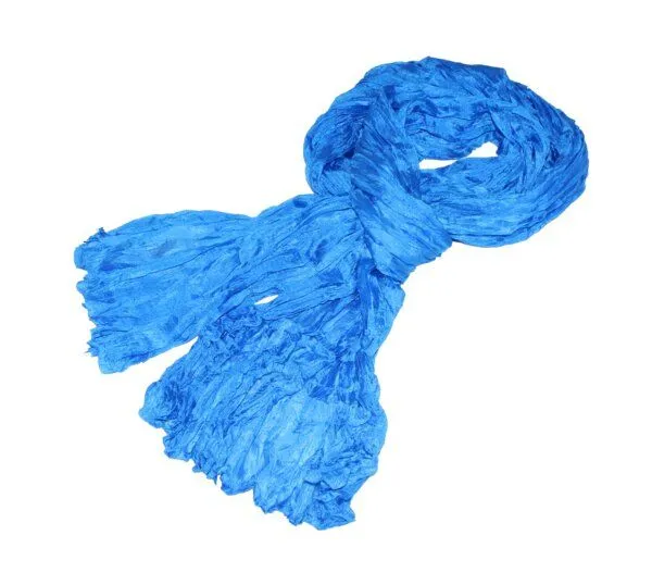 Schönes aus Indochina Schönes aus Indochina Seidenschal Crinkle einfarbig, Azur, – Produktbild 2 von 3