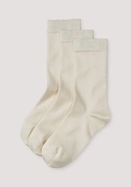 hessnatur hessnatur Damen-Socke im 3er-Pack aus Bio-Baumwolle, Naturweiss, – Produktbild 1 von 2
