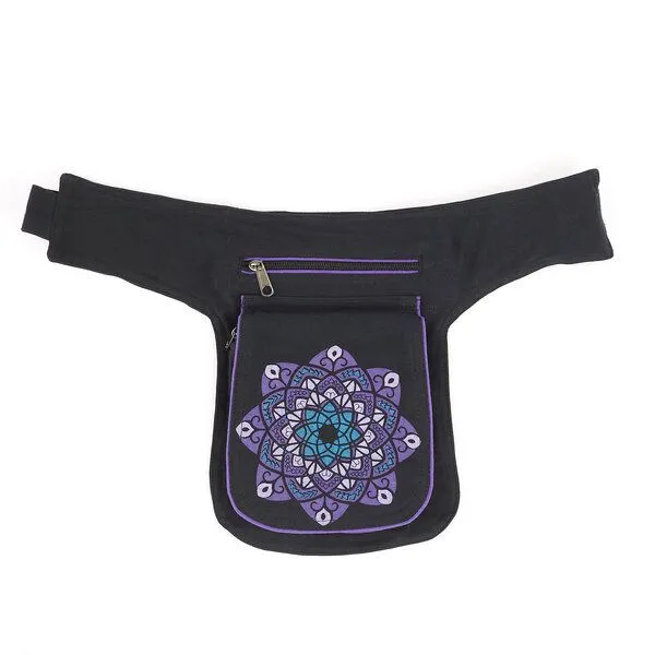 short'n'pietz short'n'pietz handgenähte Gürteltasche mit verstellbarem Gürtel, Schwarz lila, – Produktbild 1 von 3